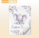 Personalized Baby Crib Bedding Set, 5 Pcs Custom Name Nursery Bedding Set, Purple Elephants Baby Bedding Set for Girls Boys, Double Layer Baby Crib Sets, Customized Gifts for Toddlers Infants by TinyTreasures Baby Boutique