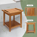 Teak Shower Bench-Solid Teak Wood Shower Chair with Towel Bars & Storage Shelf, Stable Non-Slip Bathroom Stool for Elderly & Recovery, Heavy Duty Shower Seat for Inside Shower & Tub Safety 17 inch by TinyTreasures Baby Boutique