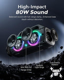 Speakers, 80w (Peak) Portable Wireless Speaker with Lights, Stereo Loud Sound, IP67 Waterproof, Deep Bass Outdoor Speakers Bluetooth 5.0 Dual Pairing for Home Party Beach Camping, Gifts by TinyTreasures Baby Boutique