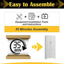75" Kitchen Pantry Cabinet with 3 Drawer,Metal Storage Cabinets with Doors and 4 Adjustable Shelves,White Kitchen Cabinet with 2 Gold Handles,Food Cupboard for Livingroom,Pantry, Bathroom by CozyNest Decor
