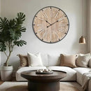 Farmhouse Wall Clock 30 Inch - Rustic Wood Metal Decor, Silent Sweep, Battery Operated for Living Room Kitchen Office, Brown by CozyNest Decor