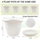 Plastic Flower Pots Planters for Indoor Plants, 4 Pack 14 Inch White Plant Pots with Drainage Hole & Tray, Modern Decorative Large Plant Pot with Saucer for Indoor Outdoor Plants Garden House Planter by GreenHaven Gardens