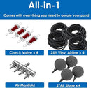 AquaMiracle Pond Aeration Kit Pond Air Pump Koi Pond Aerator for Pond up to 3000 Gallons Pond Deicer All-in-One Pond Aeration System with 4-Outlet Airline Tubing Air Stones Check Valves