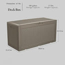 Multi-Functional 100 Gallon Patio Storage Bench - Waterproof Outdoor Deck Box & Storage Cabinet, Lockable Resin Chest for Pool/Garden Accessories, UV-Resistant, Weathered Grey by GreenHaven Gardens