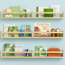 Floating Nursery Book Shelves for Wall, 32 Inch Long Bookshelf for Kids Room, Wooden Large Wall Shelf with Hanging Rod for Baby Toddler Child Bedroom (3-Pack, Natural Wood) by TinyTreasures Baby Boutique