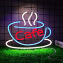 Cafe Neon Sign for Coffee Bar Pub Decor,Blue Wall Art Decoration For Restaurant Living room,Led Light of Cafe,USB Power Supply With Metal Chain. by GreenHaven Gardens