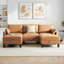 5 Seater Faux Leather Sofa Couch, 98'' L Shape Sectional Couch, Mid Century Modern Decor, Office Sectional Sofa Bed, for House, Apartment, Living Room, Tan by CozyNest Decor
