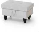 Ottoman Rectangular Storage Ottoman Bench, Flannel Footrest Stool Footstool with Lid for Living Room, Bedroom, Entryway, Khaki, 28.5"x19"x17.5" by CozyNest Decor