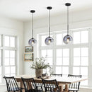 KCO Lighting Modern Black Globe Pendant Light Mercury Glass Ceiling Pendant Light Mid Century Silver Kitchen Pendant Lighting Over Island Dining Room Light Fixtures Over Table by CozyNest Decor