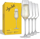 JoyJolt Champagne Glasses Layla Collection, Set of 4 – 6.7 oz Elegant Crystal Stemmed Champagne Flutes for Prosecco, Sparkling Wine, Mimosas, Cocktails, Weddings, Anniversaries, Parties by CozyNest Decor