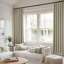 MIULEE 100% Blackout Curtains 120 Inch Long 2 Panels Set for Bedroom, Thick Luxury Faux Linen Black Out Curtain Room Darkening Back Tab Pleat Window Textured Drapes with Hooks for Living Room, Oatmeal by CozyNest Decor