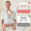 Baby Wraps Carrier Newborn to Toddler, Kangaroo Baby Easy Wearing Wrap, Adjustable Soft Baby Holder Front Chest Sling Carriers Perfect Infant Essentials Gifts (Striped Grey, Cotton) by TinyTreasures Baby Boutique