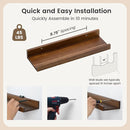 Pine Wood Rustic Floating Ledge Shelves Set of 3, 16 inches Width - Solid Pine, Walnut Finish - Kids' Room to Living Room Wall Decor by TinyTreasures Baby Boutique