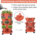 Vertical Planter 4 Tier Stackable Planters Garden Planters Strawberry Herb Flower and Vegetable Planter Indoor Outdoor Gardening Pots with Removable Wheels and Tools 2-Pack by GreenHaven Gardens