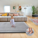 Ultra Soft 1.3" Thick Baby Play Mat for Floor, Large Velvet 71x59 Playpen Mat, Baby-Safe & Non-Slip Tummy Time Mat, Crawling Mat for Babies, Toddlers, Infants, Kids, Easy Care, Gray by TinyTreasures Baby Boutique