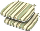 Indoor/Outdoor Chair Cushions 16x17 Inch, Patio Chair Cushions with Ties, All Weather Seat Cushions for Patio Furniture Home Garden Chair Use, Set of 2,Stripe Onyx by GreenHaven Gardens