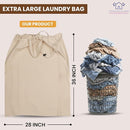 LFH Home Large Premium 100% Cotton Canvas Laundry Bag with Drawstring and Handles Heavy Duty, Multi-Use, and Washable for Home, Travel, College or Storage 28x36 (Pack of 6)-Natural by TinyTreasures Baby Boutique