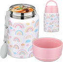 Soup Thermo for Hot Food Kids 16oz Insulated Food Jar Leakproof Thermo Lunch Container for Kids Wide-Mouth Stainless Steel Lunch Box for School with Handle Folding Spoon(3+) by TinyTreasures Baby Boutique