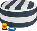 FUNHOME Inflatable Outdoor Ottoman with Air Pump,20"x9" Portable Patio Pouf,Water Resistant,Fade-Resistant,Round Blow Up Footrest Stools for Home Garden Camping Travel(Blue White) by CozyNest Decor