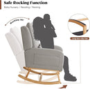 Rocking Chair Nursery, Upholstered Fabric Nursing Rocking Chairs with Lumbar Pillow, Modern Nursery Glider Rocker Morden Accent Rocking Chair for Mom Nursery, Living Room, Bedroom, Grey by TinyTreasures Baby Boutique