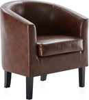 BELLEZE Accent Barrel Chair, Club Tub Sofa Corner Chair with Flared Legs and Cozy Soft Padding for Living Room Bedroom Waiting Room - Caramel by CozyNest Decor