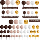 75 Pieces Cake Balls Topper Decorations Foam Cupcake Topper Mini Balloon Cake Topper Picks for Cake Deco Birthday Party Wedding（Brown Gold White Series） by TinyTreasures Baby Boutique