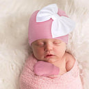 BQUBO Newborn Baby Hats Mittens Set Hospital Hat Beanie Infant Bow Hats Baby Gloves No Scratch Mittens for 0-6 Months by TinyTreasures Baby Boutique