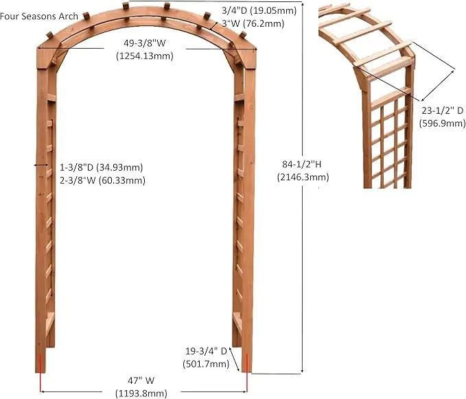 Solid Fir Wooden Garden Arch Premium Outdoor Trellis for Climbing Plants, 84.5”H×49.37”W×23.5’’D, Also can be Used for Wedding and Party Decoration, photo 2 of 6