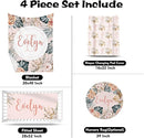 Custom Nursery Crib Bedding Set: 4 Piec Bohemian Flowers Baby Crib Sets for Girls with Personalized Name - Toddler Double Layer Blanket Set, Comfortable Crib Bed Sheets for Baby Toddlers by TinyTreasures Baby Boutique