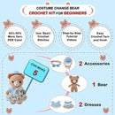 LoopMap Crochet Kit for Beginners, DIY Amigurumi Bear with Removable Dress & Accessories, Step-by-Step Video Tutorials Extra Yarn Crochet Tools, Handmade Gift for Kids & Adults (Bear-Blue) by TinyTreasures Baby Boutique