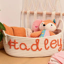 Personalized Baby Name Basket, Custom Woven Baby Shower Gift Basket with Cotton Rope Handle Baby Diaper Nursery Shelf Storage Basket Bin for Kids' Bedroom (Style 3) by TinyTreasures Baby Boutique