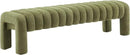 63" Bedroom Bench, Upholstered Entryway Bench, Modern End of Bed Ottoman with Solid Wood Legs and Adjustable Foot Pegs for Entryway, Dining Room and Living Room, 440lbs (Green Boucle) by CozyNest Decor