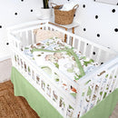 3 Pcs Baby Crib Bedding Set Safari Animals Dinosaurs Bear Woodland Animals Jungle Crib Set Includes Quilt, Fitted Sheet, Skirt for Baby Boy Girl(Green,Dinosaur) by TinyTreasures Baby Boutique