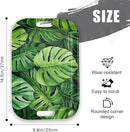 Serving Trays with Handles, 14.5 x 9.8 inch Rectangular Plastic Tray for Restaurant, Kitchen, Tropical Leaf Pattern Monstera in The Style by CozyNest Decor