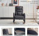 Rocking Chair Nursery, Modern Glider Chair with Adjustable Footrest and Solid Wood Legs, High Backrest Nursery Chair with Side Pocket, Rocker Armchair for Living Room Bedroom, Cotton Linen Dark Gray by TinyTreasures Baby Boutique