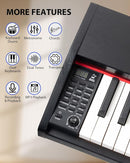 88 Key Digital Piano Keyboard for Beginners - Full Size Semi Weighted Wooden Electric Piano Set with Stand, Triple Pedal, Headphone,Carry Bag - Supports USB-MIDI Connecting (Wood Grain Black) by TinyTreasures Baby Boutique