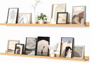 Heimlove Picture Ledge Shelf, Floating Shelves Set of 2, 56 Inches Picture Shelf for Wall with Ledge, Kids Bookshelf Wall Mounted for Living Room Bedroom Decor Books Photo Frames, Natural Oak by CozyNest Decor