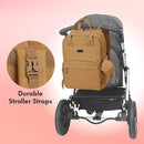 Dikaslon Diaper Bag Backpack with Portable Changing Pad, Pacifier Case and Stroller Straps, Large Unisex Baby Bags for Boys Girls, Multipurpose Travel Back Pack for Moms Dads, Tan by TinyTreasures Baby Boutique
