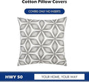 HWY 50 Grey Gray Decorative Throw Pillow Covers 18x18 Inch (1 Piece), Embroidered Cotton Farmhouse Cushion Cover Pillow Case for Sofa Couch Living Room Bed, Fashion Geometric by CozyNest Decor