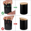 Yangbaga Black Canisters Sets for Kitchen-Set of 3 Coffee Canisters for Countertop with Airtight Wood Lids/Spoons/Stickers, Ceramic Food Storage Containers for Large Suger,Coffee,Tea (42/30/9OZ) by CozyNest Decor