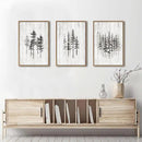 HPINUB Woodcut Style Pine Tree Framed Canvas Wall Art Set, Minimalist Modern Black and White Forest Wall Decor, Rustic Minimalist Canvas Painting for Living Room,Bedroom,Office Decor-16 x24 x3 by CozyNest Decor
