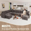 mestyl Modular Sectional Sofa Convertible L Shaped Sofa Couch Set with Storage for Living Room, Modern 4 Seater Modular Sectional Couch with Movable Ottoman (Grey) by CozyNest Decor
