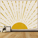 Kanuyee Gold Boho Burning Sun Tapestry Wall Hanging, Retro 70s Abstract Vintage Geometric Line Sunrise Tapestries for Bedroom Living Room Backdrop 60×80 inch by CozyNest Decor