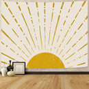 Kanuyee Gold Boho Burning Sun Tapestry Wall Hanging, Retro 70s Abstract Vintage Geometric Line Sunrise Tapestries for Bedroom Living Room Backdrop 44×60 inch by CozyNest Decor