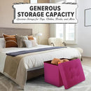 LINMAGCO Storage Ottoman Folding Foot Stool Foot Rest with Side Pocket Modern Ottoman with Storage Short Sofa Stool Linen Cloth 17x13x13(ROSEO) by CozyNest Decor