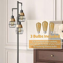 Oneach 68" Floor Lamps for Living Room, Stepless Dimmable Boho Floor Lamp with 3 Bulbs, Tall Farmhouse Industrial Corner Standing Tree Lamp for Bedroom, Office, Study Room, Dining Room, Black by CozyNest Decor