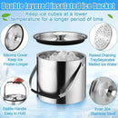meekoo 3 L Double Wall Insulated Stainless Steel Ice Bucket with Lid, Scoop, Strainer, Handle Large Wine Ice Bucket Upgraded Cover Keep Frozen Longer for Cocktail Bar Parties(Silver) by CozyNest Decor