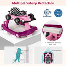 HONEY JOY 4-in-1 Baby Walker, Activity Push Walker w/3 Adjustable Heights, Smooth Wheels w/Adjustable Speed, Padded Seat, Music & Light, Foldable Car Walker for Baby Boys Girls Age 6 Months+ (Purple) by TinyTreasures Baby Boutique