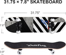 WhiteFang Skateboards for Beginners, Complete Skateboard 31 x 7.88, 7 Layer Canadian Maple Double Kick Concave Standard and Tricks Skateboards for Kids and Beginners by TinyTreasures Baby Boutique