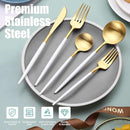 Matte White Gold Silverware Set for 6,Modern Stainless Steel Brushed Cutlery Set,30-Pieces Heavy Duty Flatware Set,Knives Spoons and Forks Set Utensils Set, Satin Finish, Dishwasher Safe by CozyNest Decor